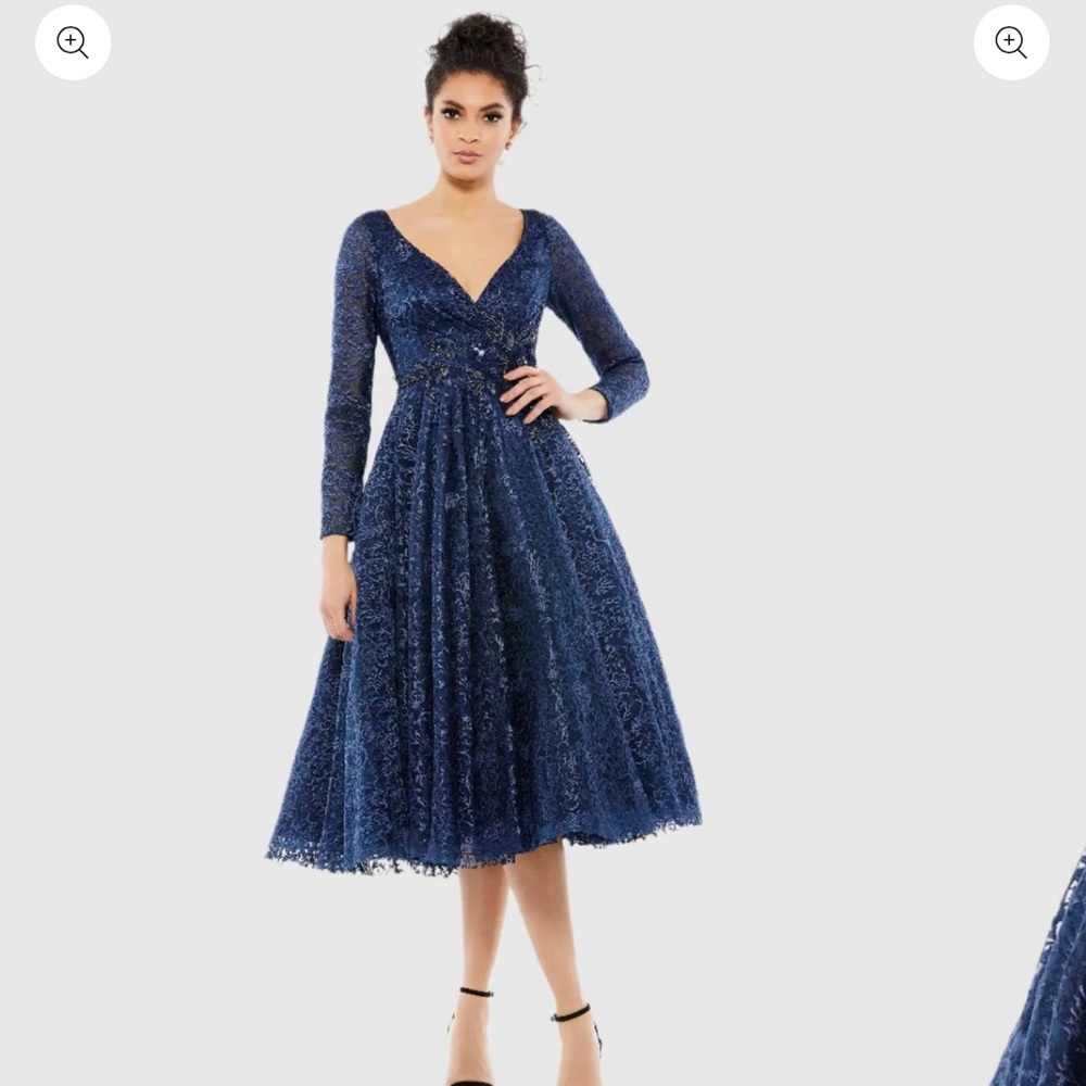 Elegant Navy Lace Dress - Picture 9 of 9